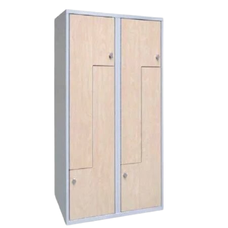 vestiaire en L avec portes en bois