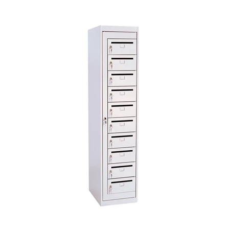 Armoire boite aux lettres visitable. Structure en métal soudé & Porte étiquette embouti sur chaque porte. Butée anti bruit sur chaque porte.