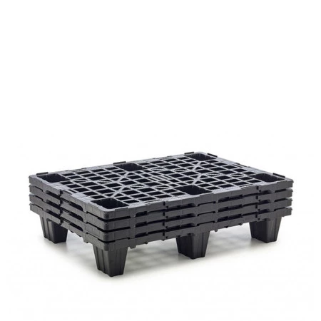 Demi-palette plastique 800 x 600 ajourée pour linéaires Demi-palette plastique 800 x 600 ajourée pour linéaires