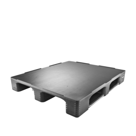 Palette plastique 1200 x 1000 pleine régénérée pour stockage industriel