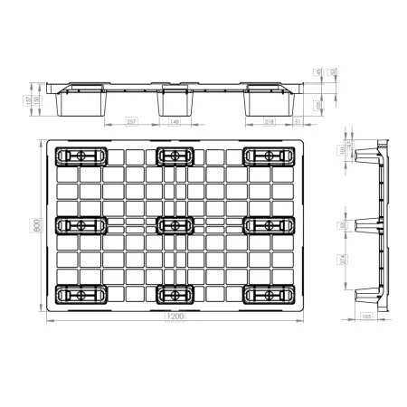 Palette plastique 1200 x 800 ajourée pour l'exportation Palette plastique 1200 x 800 ajourée pour l'exportation
