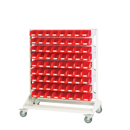 16917271 - Rack à Bacs Mobile H 1250 mm Double Face - 6 panneaux - 144 bacs rouge - Gris Clair RAL 7035 16917271 - Rack à Bacs Mobile H 1250 mm Double Face - 6 panneaux - 144 bacs rouge - Gris Clair RAL 7035