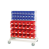 16917226 - Rack à Bacs Mobile H 1250 mm Double Face - 6 panneaux - 48 bacs bleu et 48 bacs rouge - Gris Clair RAL 7035 16917226 - Rack à Bacs Mobile H 1250 mm Double Face - 6 panneaux - 48 bacs bleu et 48 bacs rouge - Gris Clair RAL 7035