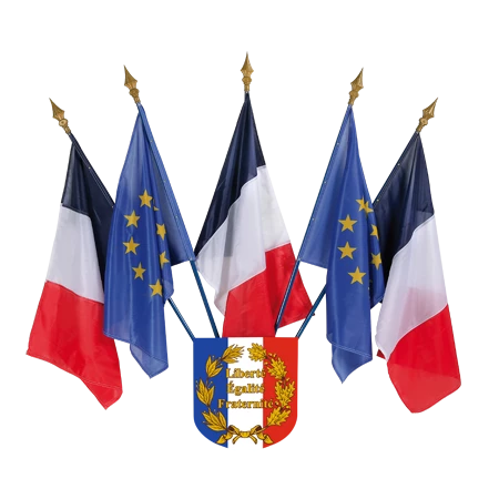 Ecusson de façade avec drapeaux Français et Européens