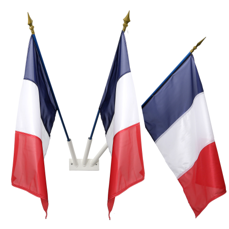 Lot de support mural et 3 drapeaux français
