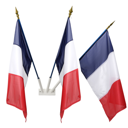 Lot de support mural et 3 drapeaux français Lot de support mural et 3 drapeaux français