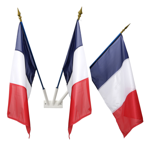 Lot de support mural et 3 drapeaux français