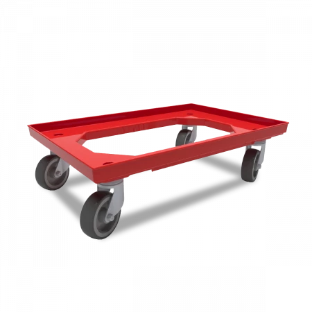 Plateau roulant porte-bacs 600 x 400 roues caoutchouc Plateau roulant porte-bacs 600 x 400 roues caoutchouc