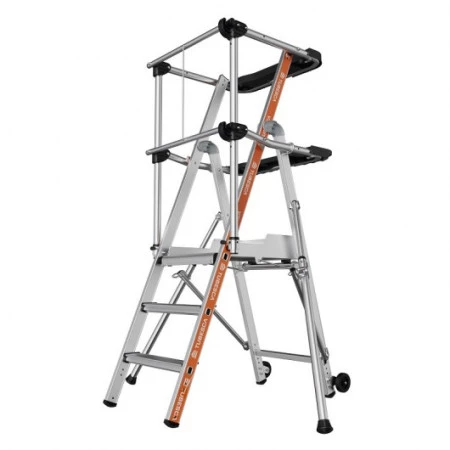 Léger et compact plus économique, 2 à 5 marches, hauteur de travail max 3,17. Léger et compact plus économique, 2 à 5 marches, hauteur de travail max 3,17.