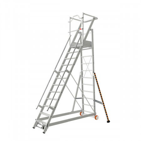 Escabeau roulant sécurisé avec une capacité de charge maximale de 150 kg, 11 marches, TUBESCA COMABI. Escabeau roulant sécurisé avec une capacité de charge maximale de 150 kg, 11 marches, TUBESCA COMABI.