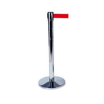 Poteaux de balisage inox à sangle rouge Poteaux de balisage inox à sangle rouge