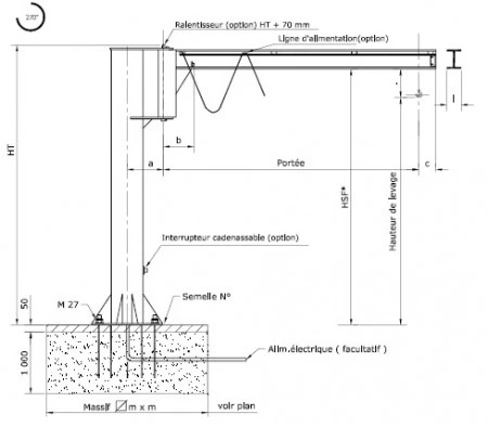 Potence sur fût inversée : 2000kg - Portée 2 à 5 m Potence sur fût inversée : 2000kg - Portée 2 à 5 m