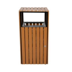Poubelle carrée aspect bois