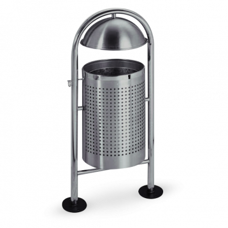 Poubelle d'extérieur en inox poli Poubelle d'extérieur en inox poli