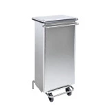 Collecteur à pédale et roulettes pour grand volumes en inox Collecteur à pédale et roulettes pour grand volumes en inox