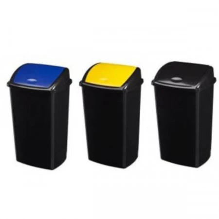 Lot de 3 poubelles empilables pour le tri sélectif Couleur gris Atmosphera