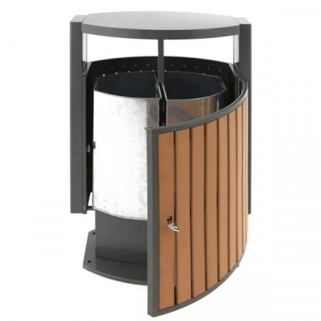 Poubelle pour le tri sélectif avec lattes en matière synthétique imitation bois Poubelle pour le tri sélectif avec lattes en matière synthétique imitation bois
