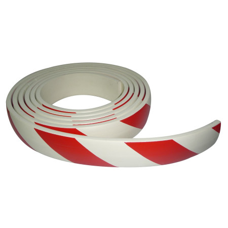 Rouleau adhésif de protection de rayonnage. Coloris rouge et blanc. Rouleau de 5 m. Modèle à plat Rouleau adhésif de protection de rayonnage. Coloris rouge et blanc. Rouleau de 5 m. Modèle à plat