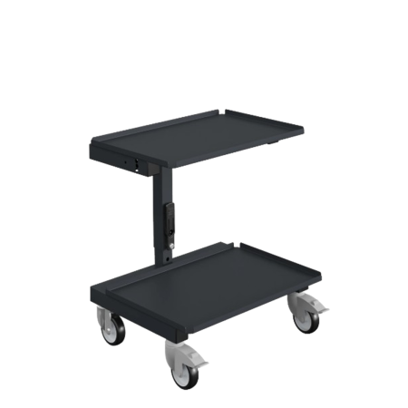 W020020005 - Support bacs Europe SRI2 à double plateau - Lxlxh 610x410x650-910 mm - Coloris Gris Anthracite RAL 7016 W020020005 - Support bacs Europe SRI2 à double plateau - Lxlxh 610x410x650-910 mm - Coloris Gris Anthracite RAL 7016