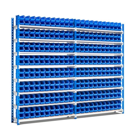 Rayonnage avec 176 bacs à bec de 1,5 litres Rayonnage avec 176 bacs à bec de 1,5 litres