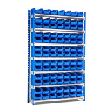 Rayonnage avec 91 bacs à bec de 3,5 litres Rayonnage avec 91 bacs à bec de 3,5 litres