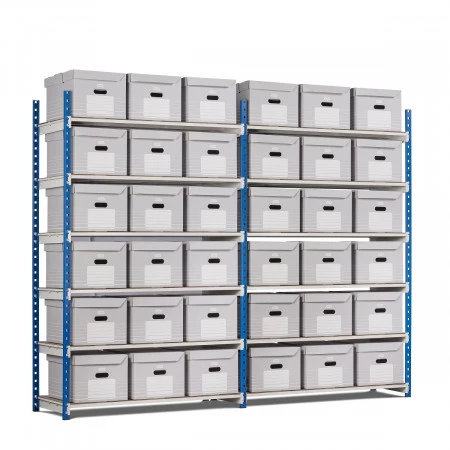 Rayonnage pour caisses archives : configuration départ et suivant Rayonnage pour caisses archives : configuration départ et suivant