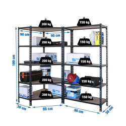 Pack 2 rayonnages avec une étagère d'angle