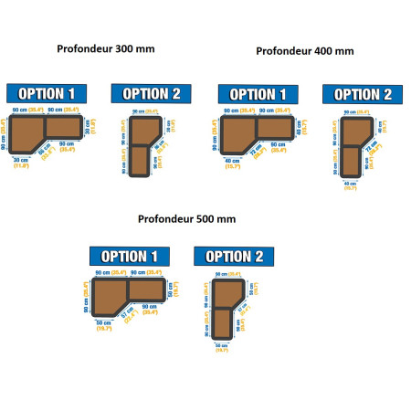 Pack 2 rayonnages avec une étagère d'angle Pack 2 rayonnages avec une étagère d'angle