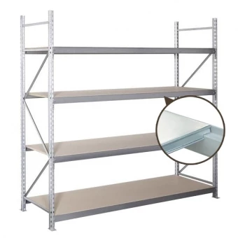 Rayonnage d'atelier mi-lourd H2400 mm - Platelage métallique Rayonnage d'atelier mi-lourd H2400 mm - Platelage métallique