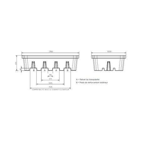 Bac de rétention sous rayonnage en plastique Bac de rétention sous rayonnage en plastique