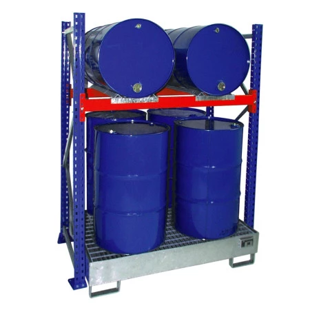 Rayonnage pour fûts de 200 L couchés et debout Rayonnage pour fûts de 200 L couchés et debout