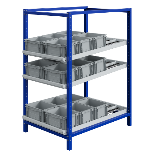 Stockeur dynamique fixe à galets