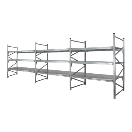 Rayonnage industriel mi-lourd. Hauteur 2500 mm. 3 niveaux. Configuration 1 départ et 2 suivants Rayonnage industriel mi-lourd. Hauteur 2500 mm. 3 niveaux. Configuration 1 départ et 2 suivants