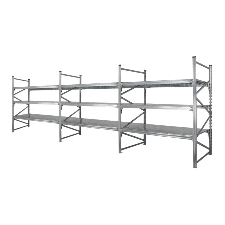 Rayonnage industriel mi-lourd. Hauteur 3000 mm. 3 niveaux. Configuration 1 départ et 2 suivants Rayonnage industriel mi-lourd. Hauteur 3000 mm. 3 niveaux. Configuration 1 départ et 2 suivants