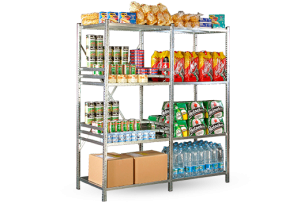 Rayonnage inox alimentaire lisse 4 niveaux. Etagere inox chambre