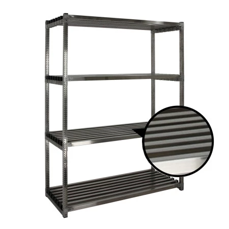 Rayonnage inox alimentaire lisse 4 niveaux. Etagere inox chambre