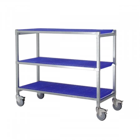 Rayonnage alimentaire en inox sur roulettes. 3 plateaux Rayonnage alimentaire en inox sur roulettes. 3 plateaux