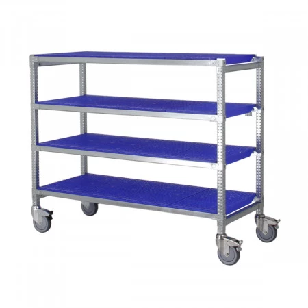 Rayonnage alimentaire en inox sur roulettes. 4 plateaux Rayonnage alimentaire en inox sur roulettes. 4 plateaux