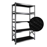 Rayonnage alimentaire. Focus sur les tablettes noires pour un environnement milieu tempéré Rayonnage alimentaire. Focus sur les tablettes noires pour un environnement milieu tempéré