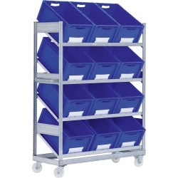 Rack mobile à tablettes inclinées de 30 °