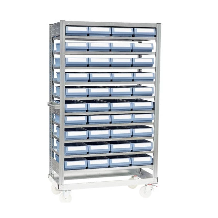 Rack mobile avec bacs de rangement Rack mobile avec bacs de rangement