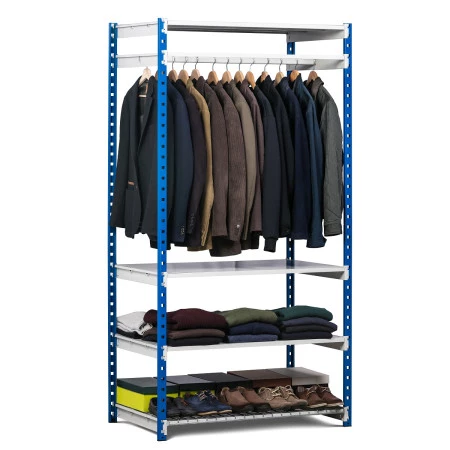 Rayonnage porte-cintres avec étagères Rayonnage porte-cintres avec étagères