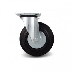 Roulette pivotante à platine en caoutchouc