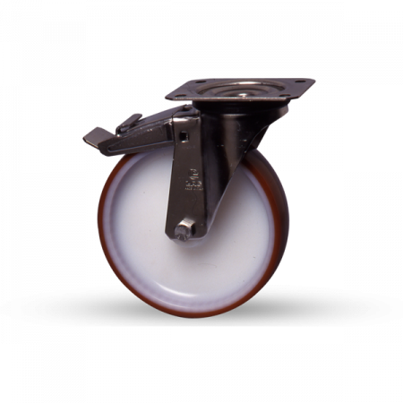 Roulette pivotante en tôle d'acier avec frein