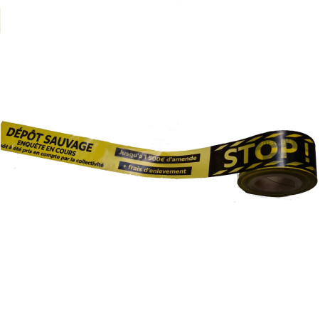 Rubalise « Dépôt sauvage - Enquête en cours - STOP ! » Rubalise « Dépôt sauvage - Enquête en cours - STOP ! »