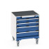 40402023 - CUBIO Armoire Roulante SLR-666-41 - Avec 4 tiroirs + Dessus Rebords/Tapis - LxPxH: 650x650x780mm - Bleu Gentiane RAL 5010 40402023 - CUBIO Armoire Roulante SLR-666-41 - Avec 4 tiroirs + Dessus Rebords/Tapis - LxPxH: 650x650x780mm - Bleu Gentiane RAL 5010
