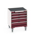 40402023 - CUBIO Armoire Roulante SLR-666-41 - Avec 4 tiroirs + Dessus Rebords/Tapis - LxPxH: 650x650x780mm - Rouge Pourpre RAL 3004 40402023 - CUBIO Armoire Roulante SLR-666-41 - Avec 4 tiroirs + Dessus Rebords/Tapis - LxPxH: 650x650x780mm - Rouge Pourpre RAL 3004