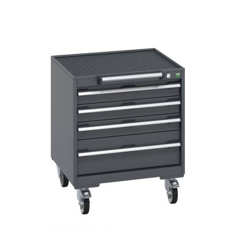40402023 - CUBIO Armoire Roulante SLR-666-41 - Avec 4 tiroirs + Dessus Rebords/Tapis - LxPxH: 650x650x780mm - Full Gris Anthracite RAL 7016 40402023 - CUBIO Armoire Roulante SLR-666-41 - Avec 4 tiroirs + Dessus Rebords/Tapis - LxPxH: 650x650x780mm - Full Gris Anthracite RAL 7016