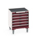 40402027 - Armoire Roulante CUBIO SLR-666-53 - Avec 5 Tiroirs + Dessus Rebords/Tapis - LxPxH: 650x650x785mm - Rouge Pourpre RAL 3004 40402027 - Armoire Roulante CUBIO SLR-666-53 - Avec 5 Tiroirs + Dessus Rebords/Tapis - LxPxH: 650x650x785mm - Rouge Pourpre RAL 3004