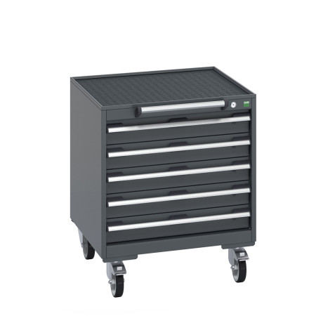 40402027 - Armoire Roulante CUBIO SLR-666-53 - Avec 5 Tiroirs + Dessus Rebords/Tapis - LxPxH: 650x650x785mm - Full Gris Anthracite RAL 7016 40402027 - Armoire Roulante CUBIO SLR-666-53 - Avec 5 Tiroirs + Dessus Rebords/Tapis - LxPxH: 650x650x785mm - Full Gris Anthracite RAL 7016